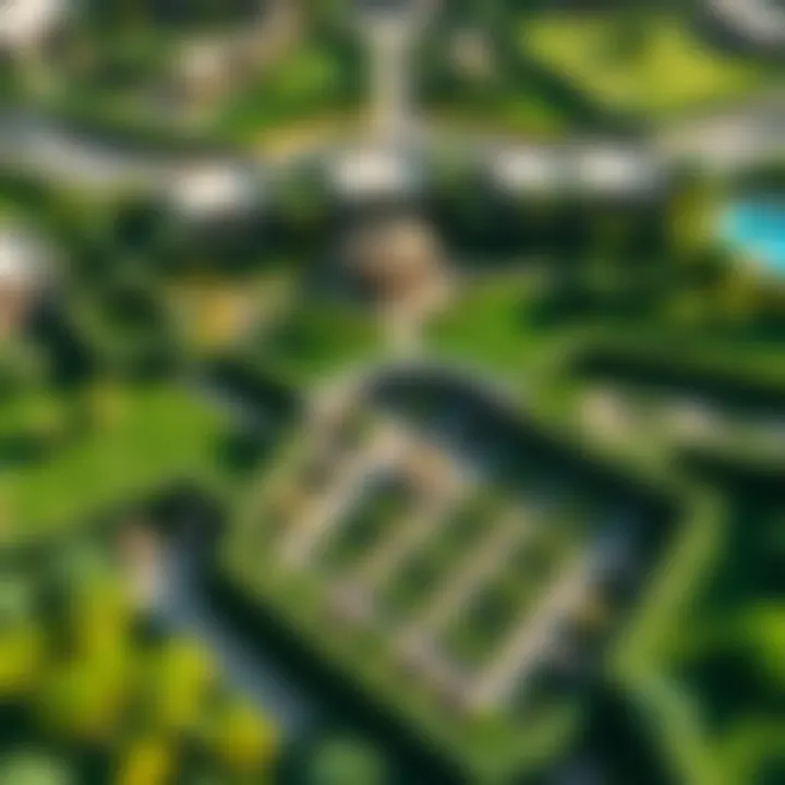 Aerial view of Sobha Hartland's green spaces and amenities