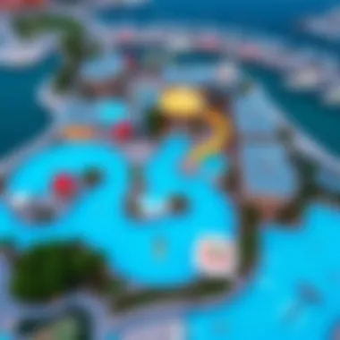 Expansive Layout of Aquafun Dubai An aerial view highlighting the expansive layout of Aquafun Dubai and its unique design
