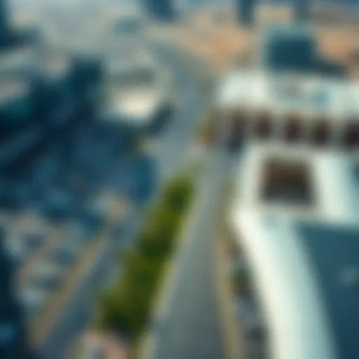 Aerial view of Dubai World Trade Centre parking lot