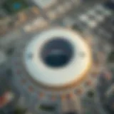 Aerial view of Etihad Arena showcasing its architectural design