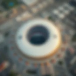 Aerial view of Etihad Arena showcasing its architectural design