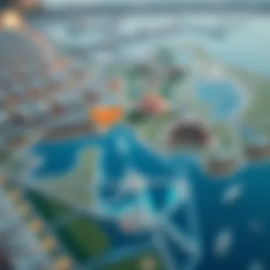 Map highlighting the strategic location of Aya Universe in Dubai