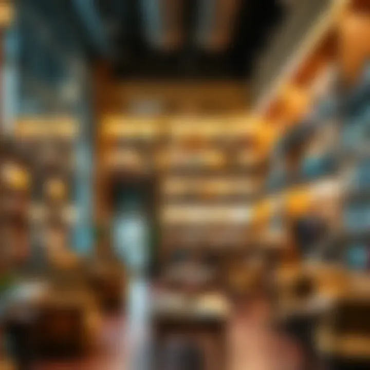 The inviting ambiance of the bookstore, with warm lighting and comfortable seating areas