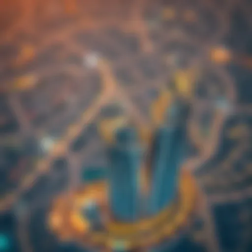An aerial view showcasing the grandeur of a platinum building in Dubai