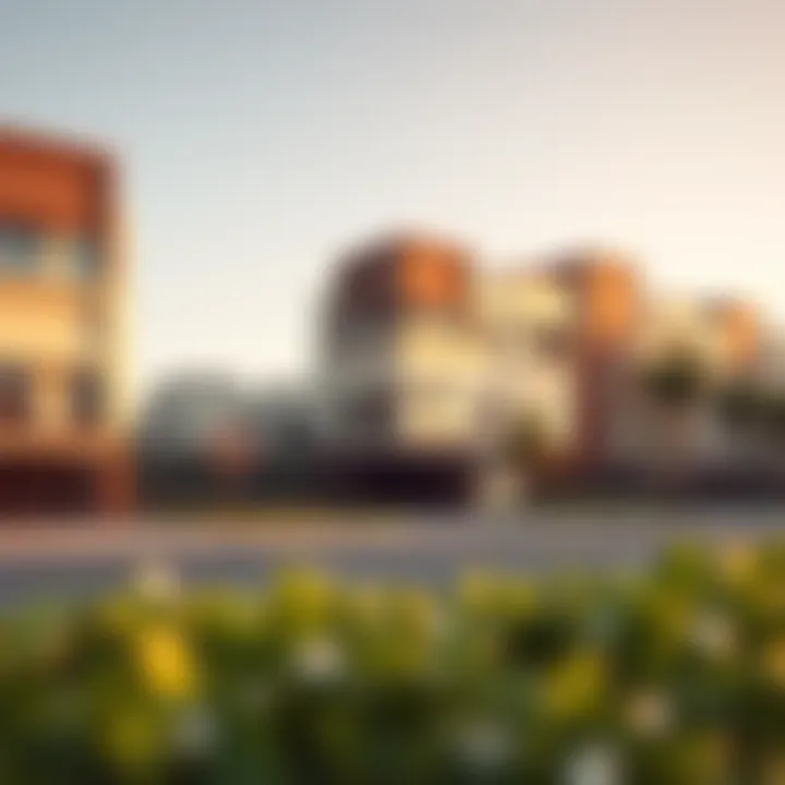 Modern residential buildings in the Remraam community reflecting its architectural style