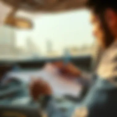 A user reviewing rental agreement paperwork