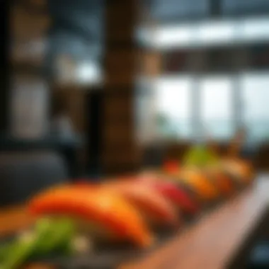 Artistic Sushi Presentation Artistic presentation of sushi with vibrant colors