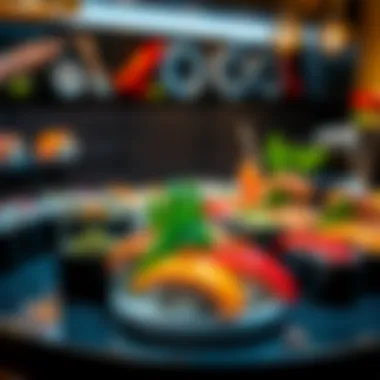 Diverse Sushi Offerings Diverse sushi options displayed creatively on a table