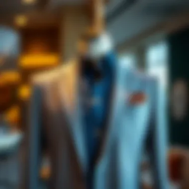 Stylishly Tailored Suit Display A stylishly tailored suit displayed on a mannequin