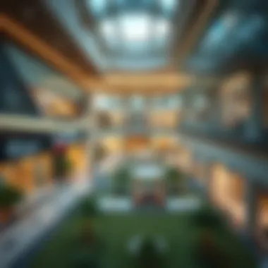 Architectural design layout highlighting commercial spaces in Tilal Al Furjan