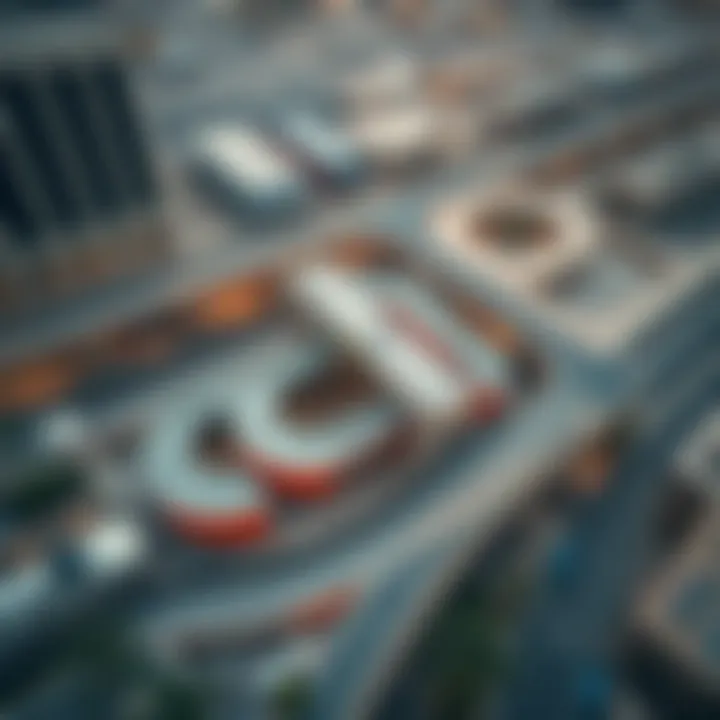Aerial view of Al Ghubaiba Metro Station in relation to the surrounding area